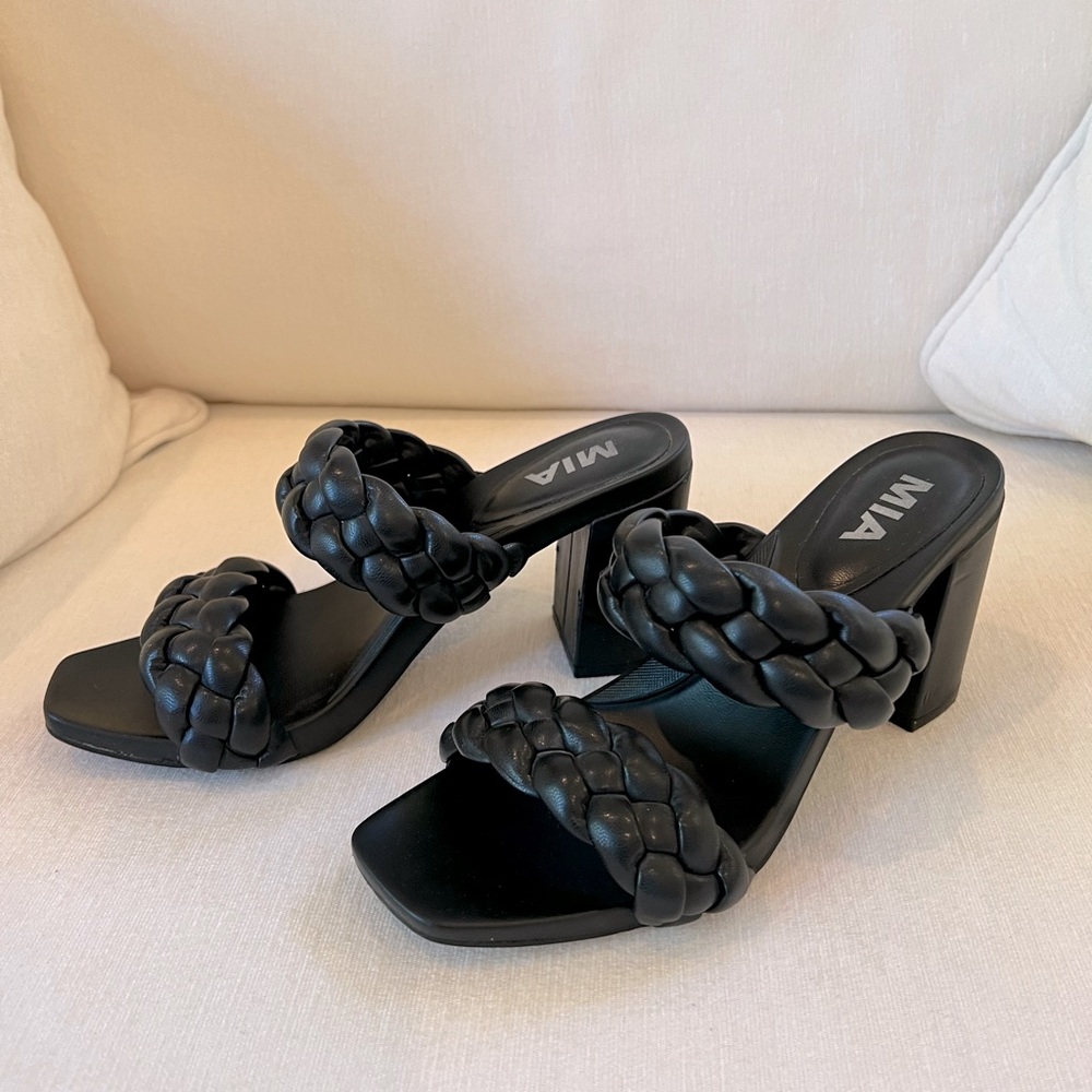 MIA Black Braided Heeled Sandals